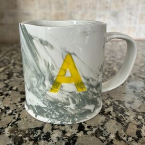 Anthropologie Marbled "A" Monogram Initial Coffee Mug